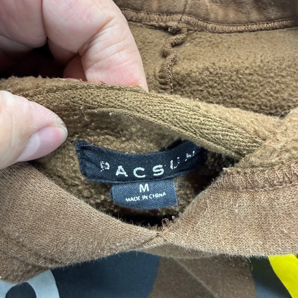 PacSun Sweatshirt Men's Medium Hoodie Brown Smiley Yin Yang One Love Streetwear‎ - Picture 5 of 9